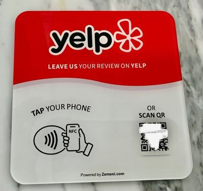 #ad Yelp Leave Us Your Review plaque Door sign table top QR Code amp;NFC by Zemeni.com $25.00
