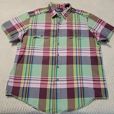 Vintage Polo Ralph Lauren Shirt Men's XL Plaid Shoulder Epaulets Pockets