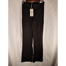 Zara Womens Black High Rise Flare Leg Seam Front Trousers Pants 8372/326/800 M