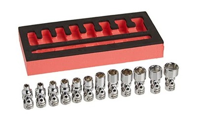 Astro Pneumatic Tool 7412 12-Piece 1/4'' Drive Flex Socket Set - 6 Point - Met...