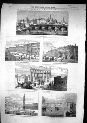 Alt 1856 Moskau St. Petersburg Kreml Sommerpalast Denkmal Alexand Viktorianisch