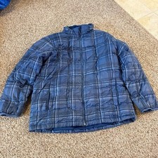 ll bean kids youth size XL 18 jacket blue plaid goose down winter coat