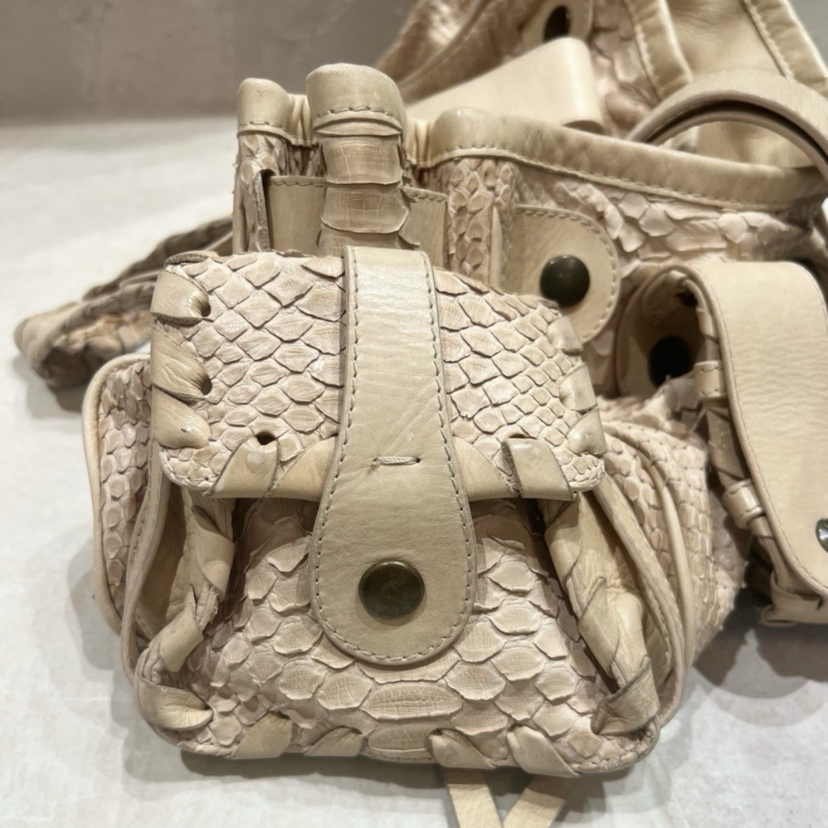 RARE Chloe Python Silverado Cream Beige Bag Vintage Snakeskin