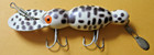 Bomber Waterdog(?) Small Vintage Black Spots on White 3 1/2" Body Fishing Lure — photo 1