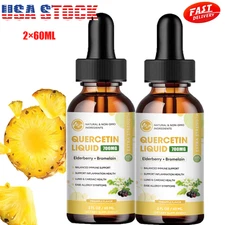 Quercetin with Bromelain 700mg, 2×60ML Liquid Drops,Plus Elderberry Vitamin