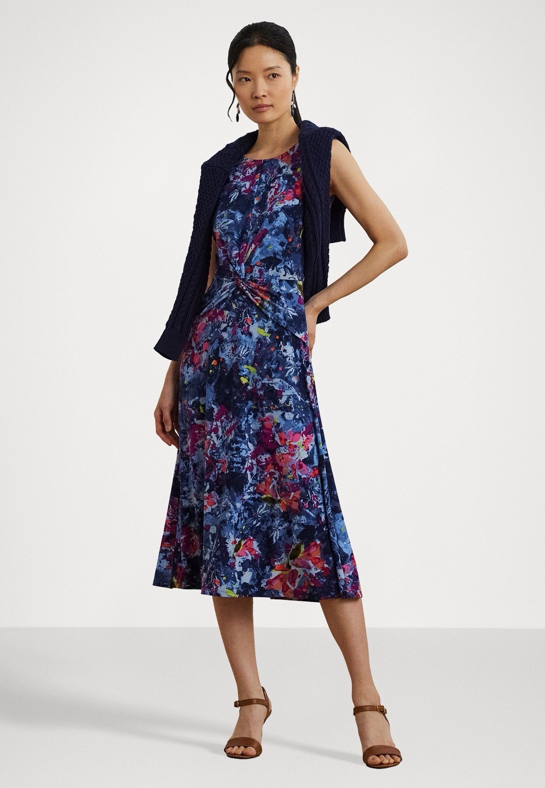 Lauren Ralph Lauren Print Twist-Front Jersey Dress Size 14W women’s plus