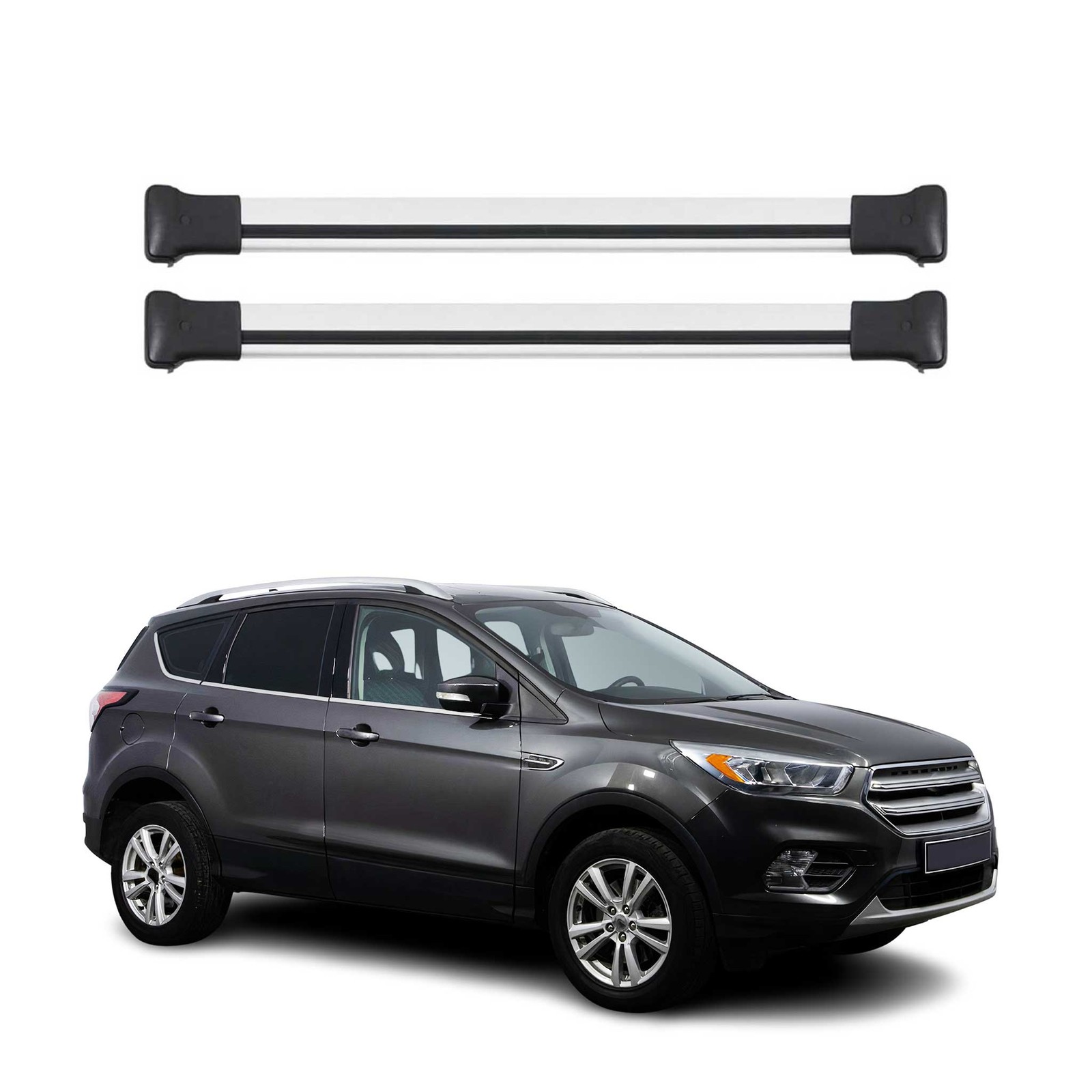 Barres de toit pour Ford Kuga II en alu gris : l'accessoire idéal pour vos vacances en famille