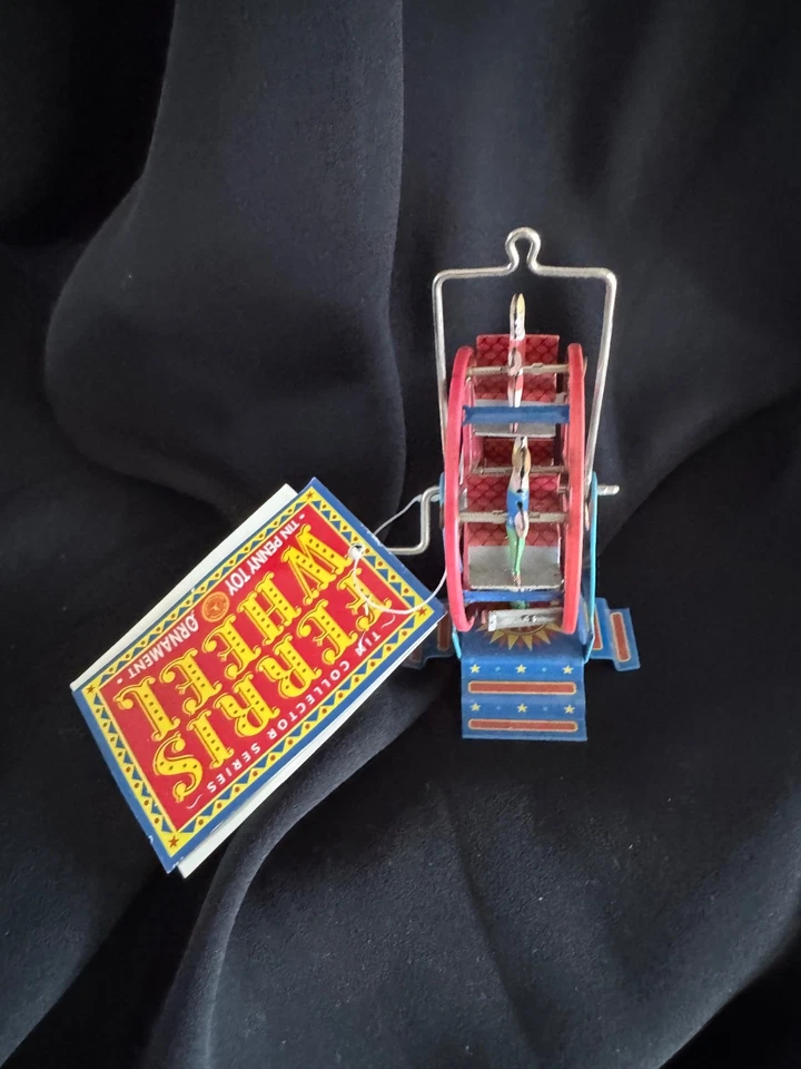 Vintage Schylling Ferris Wheel Carnival Ride Litho  Tin Toy w Tags - Image 4 of 4