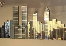 Silver NYC Skyline Accent Wall Mirror, Contem...