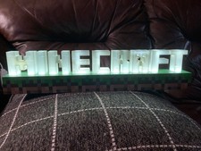 Minecraft LED Light Lamp Night 2 Modes Game Room Decor Box Logo Battery MicroUSB