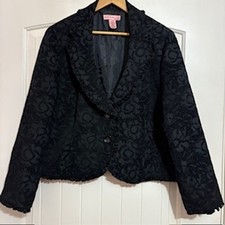 Black Jacquard Blazer Romantic Retro-Glam Elegant Vintage-Inspired Office Chic