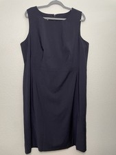 NWT Talbots Women's Black Sleeveless Back Zip Wool Sheath Dress Size 18