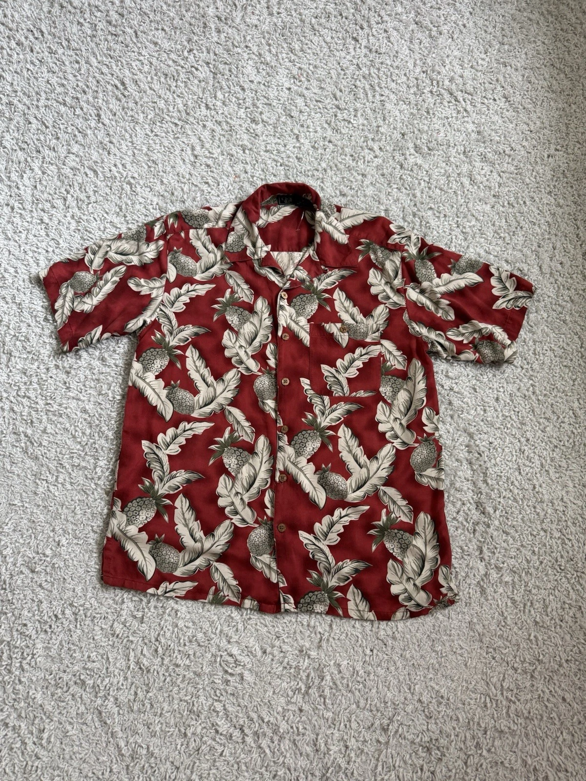 Vintage 100% Silk Hawaiian Shirt Pineapple & Tropical Leaf Print Burgundy Sz M
Opens in a new window