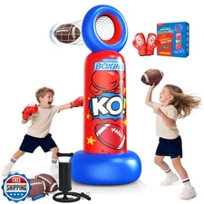 ODOSOLA Inflatable Punching Bag for Kids, 2-in-1 Freestanding Box