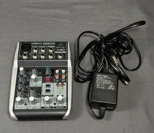 Behringer XENYX Q502USB 5-input Sound Mixer With Cable Tested CLEAN