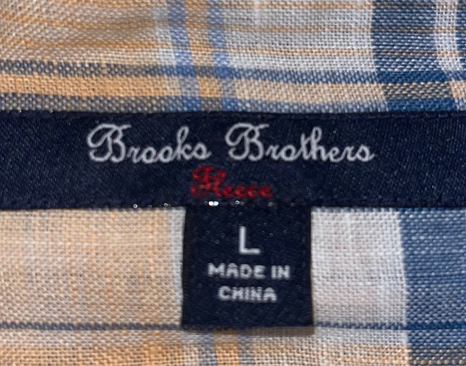 NUEVO CON ETIQUETAS BROOKS BROTHERS NIÑOS AZUL Y NARANJA A CUADROS LINO ABOTONADO TALLA L LD6 Foto 2 de 4