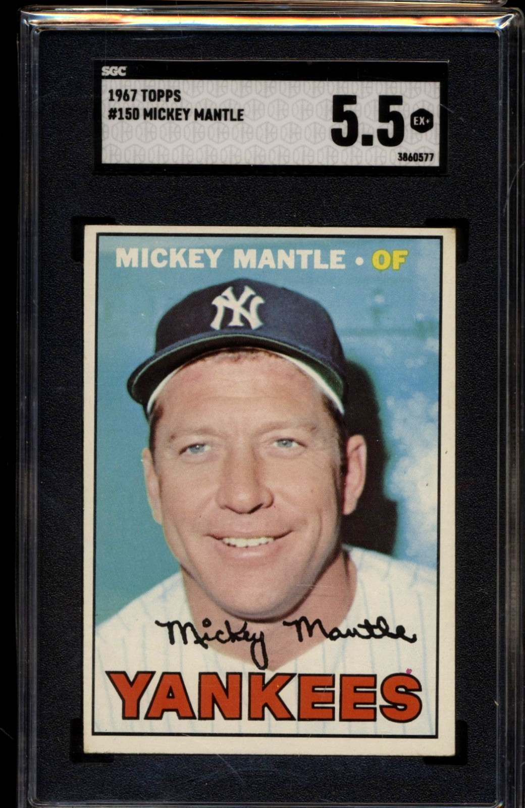 1967 Topps #150 Mickey Mantle SGC 5.5 EX+ REALLY NICE CARD