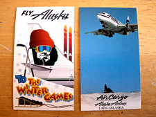 ALASKA AIRLINES 2 Trade Cards  737's to The Winter Games & Alaska Airlines Cargo