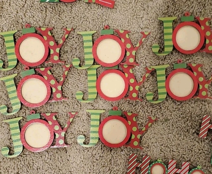 38 Mini Picture Frame Christmas Ornaments JOY NOEL HOHOHO  LOVE LET IT SNOW