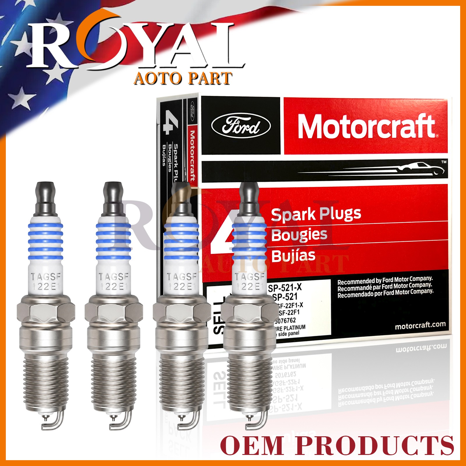 SP521 AGSF-22F1 Set of 4 Motorcraft Platinum Spark plugs