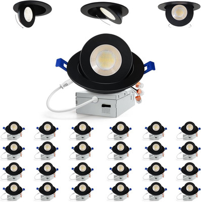 4 Inch 5CCT Gimbal Black Led Recessed Lights, 360°+90° Adjustable Directional Re
