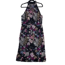 NEW Elie Tahari The Aldana Black Floral Sequin Halter Cocktail Dress Size 12