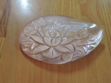 Large 1980s Pink Carved Rose Mother of Pearl Clam Shell Hair Barrette