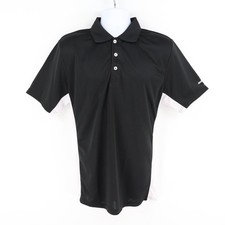 Reebok Polo Golf Shirt Mens Sz M Black 100 Polyester Short Sleeve Point Collar