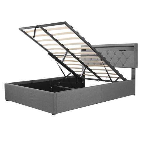 RGB-LED Polsterbett Doppelbett 160x200 mit Ladestation Stauraumbett Bettgestell - Bild 18 von 21