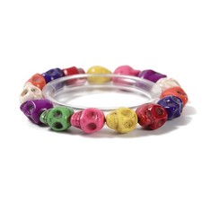 Multi-color Howlite Turquoise Skull Bracelet Size 10x12mm 7.5'' Length