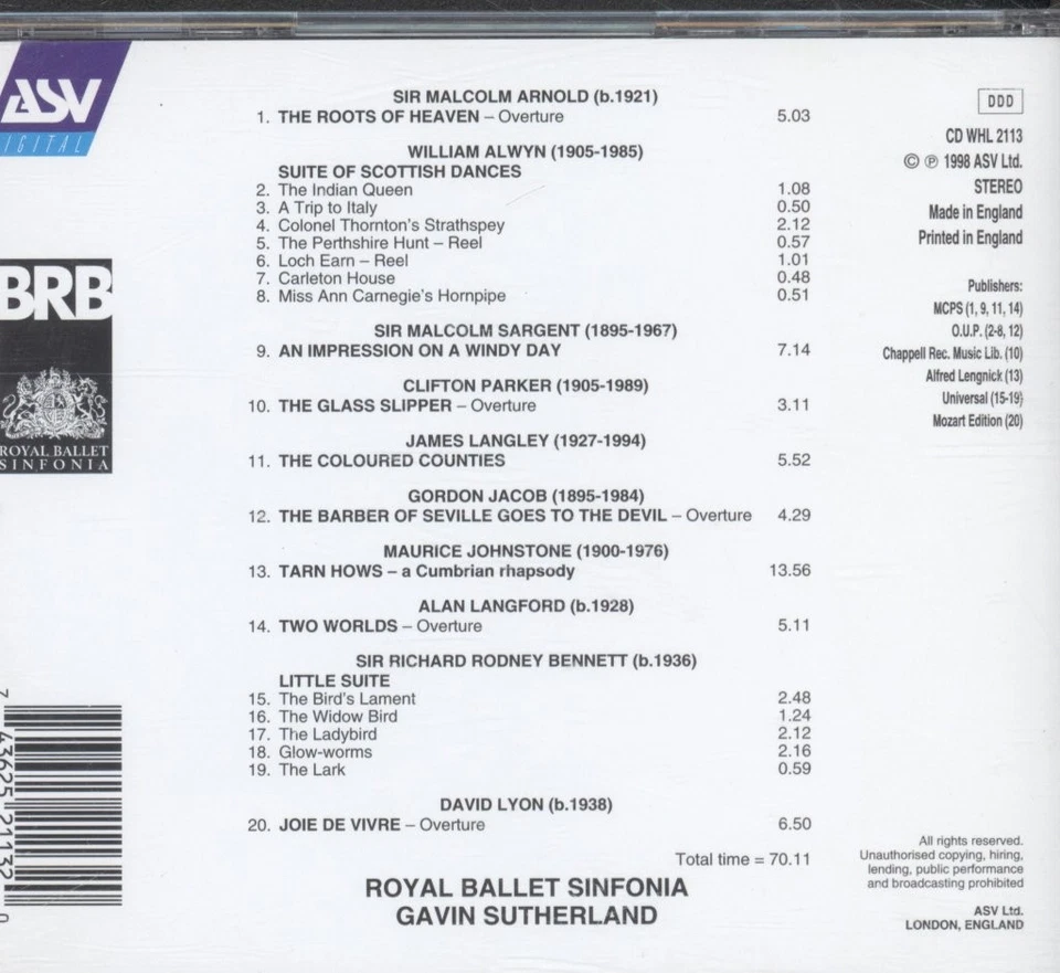 CDWHL2113 Royal Ballet Sinfonia, Gavin Sutherland Brian Kay's British Light - Image 2 of 3