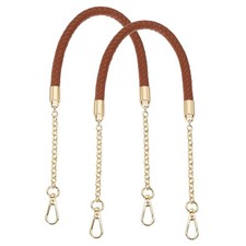 2Pcs 62cm/24.4" PU Leather Braided Purse Strap Brown, Light Gold Buckle 