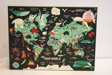 Mudpuppy puzzle: Your World Colorful Animal Map-1000 Pc-27" x 20" COMPLETE