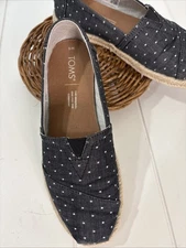 TOMS Shoes Womens 6W  Polkadot with Slip On Recycled Rope Cotton Natural