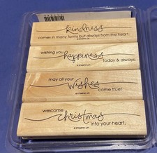 Stampin Up Heard From The Heart Rubber Wood 4 Piece stamp set-Preowned-