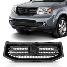 Partsflow Front Bumper Upper Grille Grill Assembly Gloss Black Compatible wit...