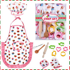 Chef Set for Kids - 13 Pcs Kid Cooking and Baking Sets Includes Apron, Hat, Uten