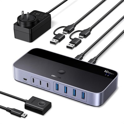 UGREEN 10Gbps USB Switch 2 In 7 Out USB C Umschalter mit Netzteil für PC
