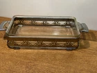 Vintage PYREX #231 1.5Quart w/Matching Silver Serving Tray Approx 6"x10"