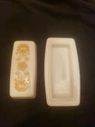 Pyrex Vintage Butterfly Gold Butter Dish Lid White Milk Glass 42-B