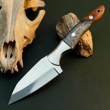 Gift-Ready 8.6" Damascus / Steel Knife Full Tang Hunt it Hunt + Leather Sheath