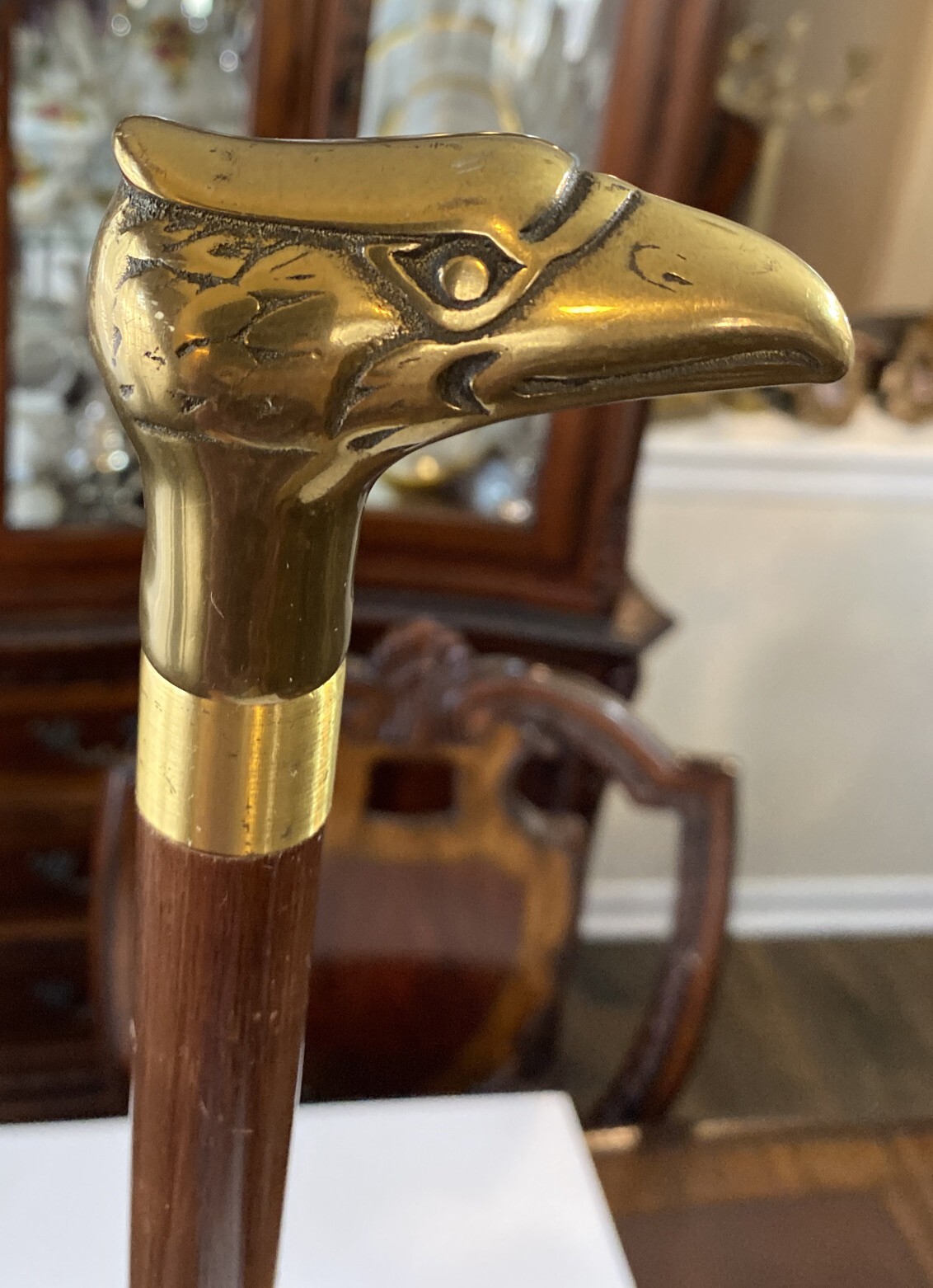 Vintage Eagle Head Solid Brass Handle Walking Can… - image 11