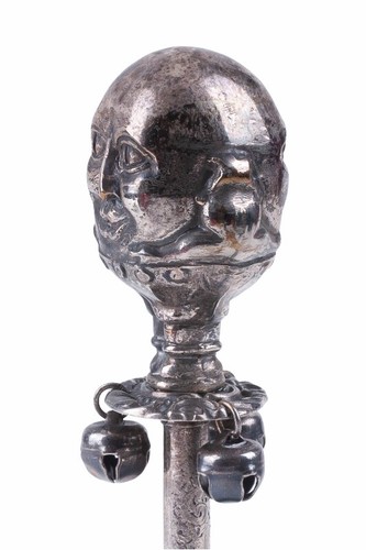 Antique Victorian Silver Plated Baby Children's Rattle Two Face 1850s RARE - Picture 5 of 8
