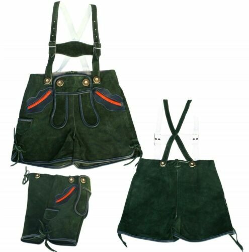 Trachten Für Jungen Kinder Lederhose Leo Blau – Kurze Trachtenhose Mit Trägern, Veloursleder Lederhose Kinder 104