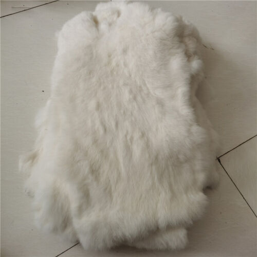 20 Pieces White Natural Tanned Real Rabbit Pelts Soft Skin Fur Leather DIY Craft - Picture 1 of 16