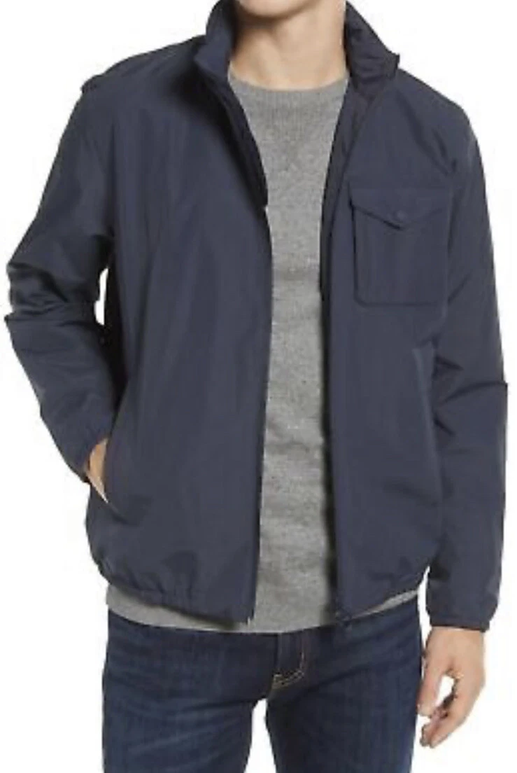 New Barbour Men's Emble Hooded Waterproof Rain Jacket In Navy Size M