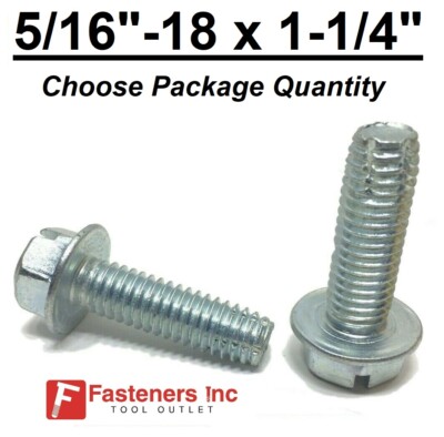 5/16-18 x 1-1/4'' Hex Bolt Thread Cutting Screw Zinc Plated Type F Self Tapping