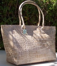Made in Italy Borsa donna beige in vera pelle a mano e spalla stampa cocco 1585