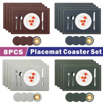 Set of 4 Place Mats and 4 Coasters Home Dining Table Placemats Wipe Clean Xmas - Image 1 of 4