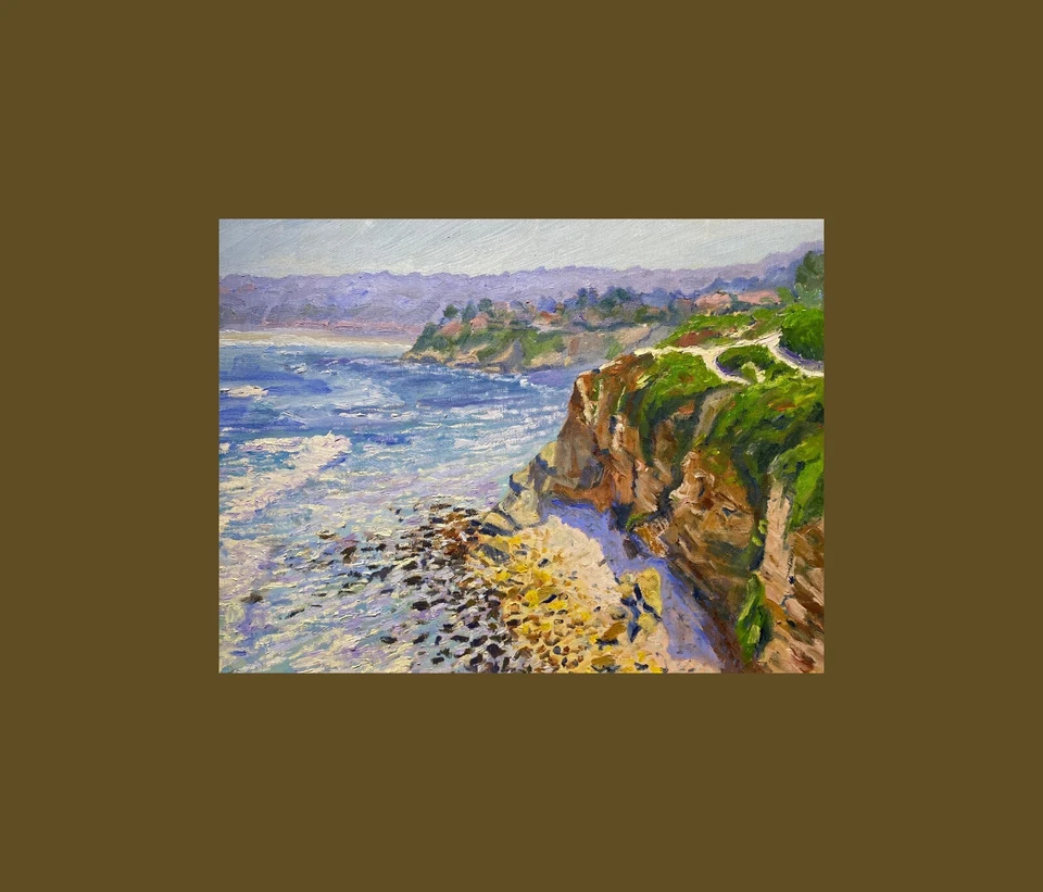 Preciosa pintura al óleo sobre lienzo ORIGINAL La Jolla San Diego arte impresionista Foto 2 de 2